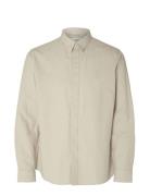 Selected Homme Slhregnew-Linen Shirt Ls Classic W Beige