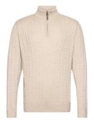 Lindbergh 1/2 Zip Cable Knit Kräm