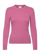 GANT Stretch Cotton Cable C-Neck Rosa