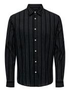 ONLY & SONS Onssweet Rlx Ls Striped Shirt Svart