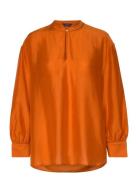 GANT D2. Lyocell Silk Pop Over Blouse Orange