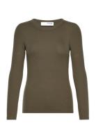 Selected Femme Slfdianna Ls O-Neck Top Noos Khaki Green