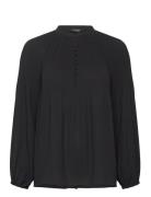 Lauren Ralph Lauren Pleated Georgette Blouse Svart