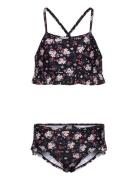 Color Kids Bikini W. Frills, Aop Svart