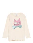 Lindex Top L S Placement Print Cat Wi Kräm