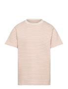 Huttelihut T-Shirt Ss Striped Rib Beige