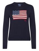 Polo Ralph Lauren Flag Cotton Crewneck Sweater Marinblå