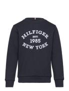 Tommy Hilfiger Monotype Flock Reg Sweatshirt Marinblå