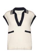 GANT Rib Knit Sleeveless Polo Kräm