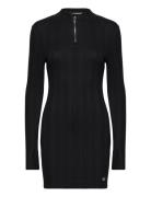 Calvin Klein Jeans Variegtaed Rib Half Zip Ls Dress Svart