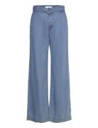 Mango Flowy Wideleg Trousers With Belt Blå