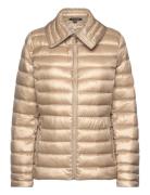 Lauren Ralph Lauren Over -Collar Quilted Down Coat Beige