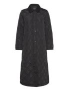 Lauren Ralph Lauren Corduroy-Trim Diamond Quilted Maxi Coat Svart