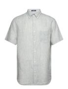 GANT Reg Linen Stripe Ss Shirt Grön