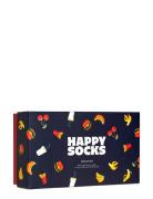 Happy Socks 3-Pack Food Socks Gift Set Marinblå