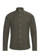 Lindbergh Oxford Superflex Shirt L/S Khaki Green