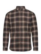 Lindbergh Brushed Checked Shirt L/S Brun