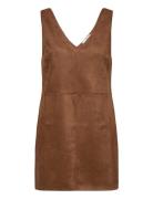 Mango Straight Suede Dress Brun