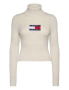 Tommy Jeans Tjw Melange Trtlnck Flag Sweater Kräm