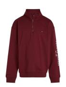 Tommy Hilfiger U Essential Half Zip Sweatshirt Burgundy