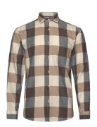 Lindbergh Checked Twill Shirt L/S Beige