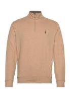 Polo Ralph Lauren Luxury Jersey Quarter-Zip Pullover Beige