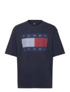 Tommy Jeans Tjm Ovz Melange Flag Tee Marinblå