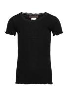 Rosemunde Kids Silk T-Shirt W/ Lace Svart