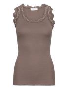Rosemunde Rwbabette Silk Sl U-Neck Long Lace Brun