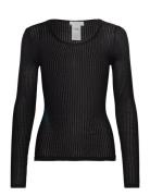 Rosemunde Belize Long Sleeve Pointelle T-Shir Svart