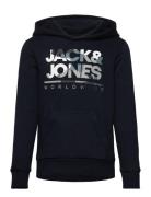 Jack & J S Jjluke Sweat Hood Jnr Marinblå