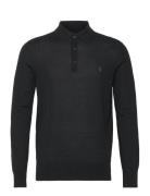 AllSaints Mode Merino Ls Polo Svart