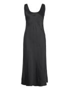 Calvin Klein Viscose Satin Slip Dress Svart