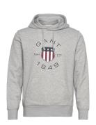 GANT Print Sweat Hoodie Grå