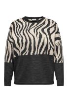 ONLY Carmakoma Carjade Zebra L/S O-Neck Knt Noos Svart