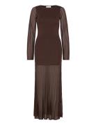 Malina Haisley Sheer Knitted Maxi Dress Brun