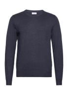 Lindbergh Mélange Round Neck Knit Marinblå