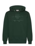 GANT Reg Tonal Shield Hoodie Grön