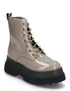 Bianco Biagas Lace Up Platform Boot Patent Aquarius Grå