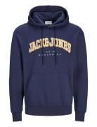 Jack & J S Jjecaleb Varsity Sweat Hood Noos Marinblå