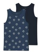 Name It Nkmtank Top 2P Dark Denim Football Noos Marinblå