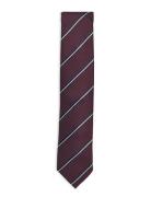 Lindbergh Black Polyester Tie With Stripe 7 Cm Burgundy