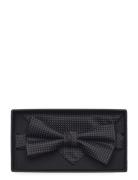 Lindbergh Black Polyester Bow Tie With Dots Svart