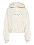 Calvin Klein Jeans Chenille Monologo Hoodie Kräm