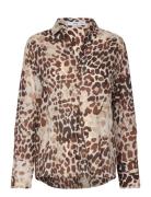 Mango Printed Cotton Shirt Brun