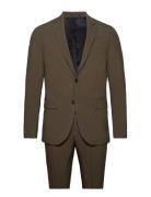 Lindbergh Plain Mens Suit - Normal Lenght Grön