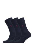 Polo Ralph Lauren Underwear Ribbed Crew Sock 3-Pack Blå