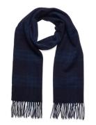 Lyle & Scott Check Lambswool Scarf Blå