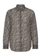 GANT Rel Paisley Cot Silk Shirt Marinblå