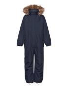 Color Kids Coverall W. Fake Fur Marinblå